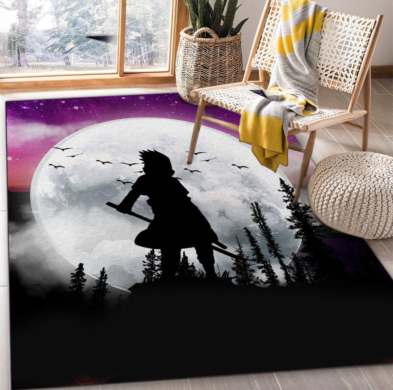 Uchiha Sasuke Naruto Moon Night Rug Carpet Rug Home Room Decor Nearkii