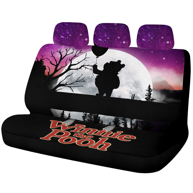 Winnie The Pooh Moon Night Car Back Seat Covers Decor Protectors Nearkii